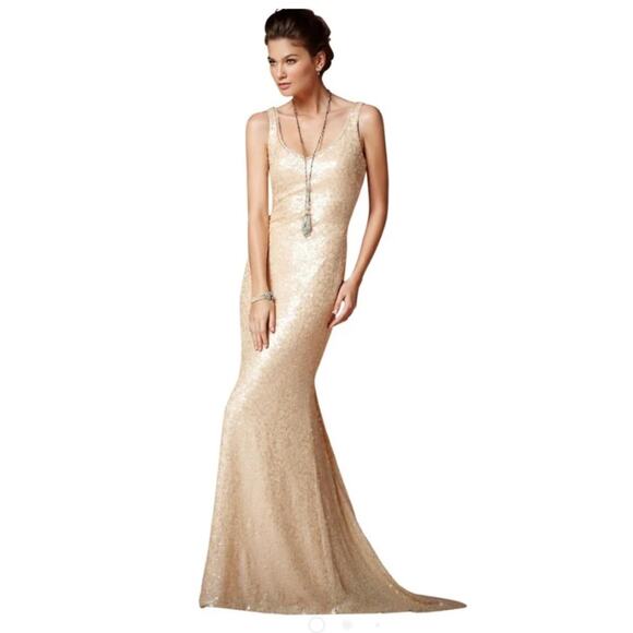 Badgley Mischka Collection for BHLDN - Cyprium blush silk sequin gown sz 6 - Picture 2 of 8